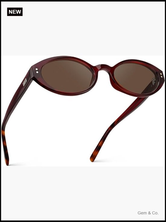 Women\'s Slim Oval Sunglasses Retro 90s Vintage Style Lightweight UV Protection